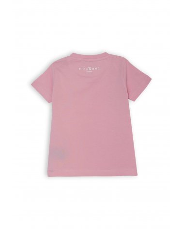 Maglietta rosa John Richmond neonata logo bianco cotone estate 2025