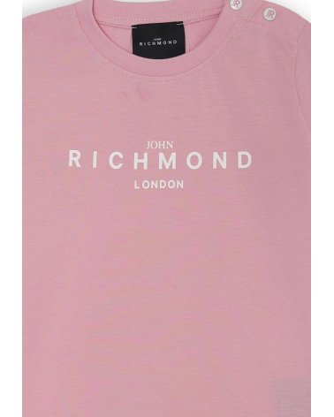 Maglietta rosa John Richmond neonata logo bianco cotone estate 2025