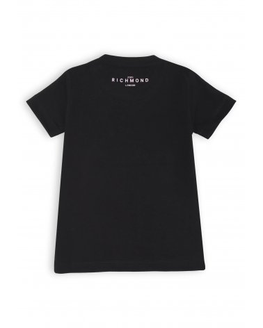 Maglietta nera John Richmond neonata logo rosa cotone estate 2025