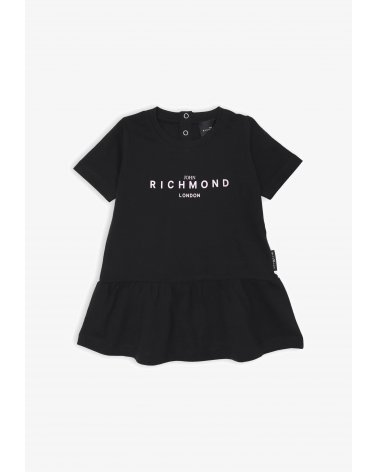 Vestitino nero Richmond neonata baby primavera estate 2025 con logo frontale