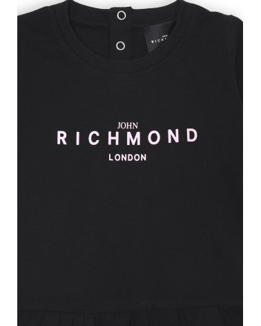 Vestitino nero Richmond neonata baby primavera estate 2025 con logo frontale