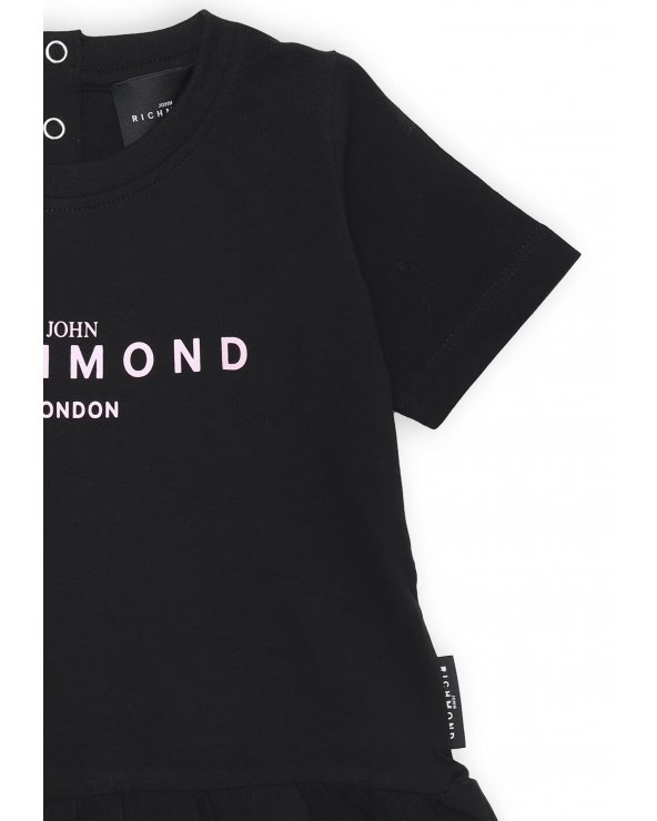 Vestitino nero Richmond neonata baby primavera estate 2025 con logo frontale