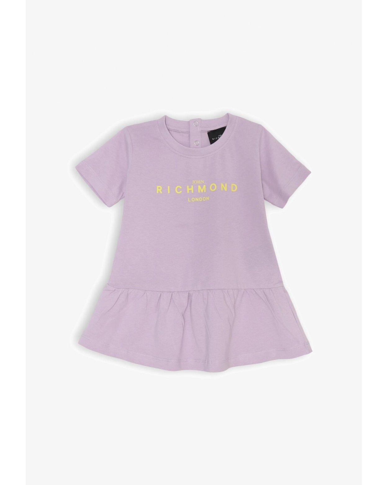 Vestitino lilla Richmond neonata baby PE 2025 con logo giallo frontale