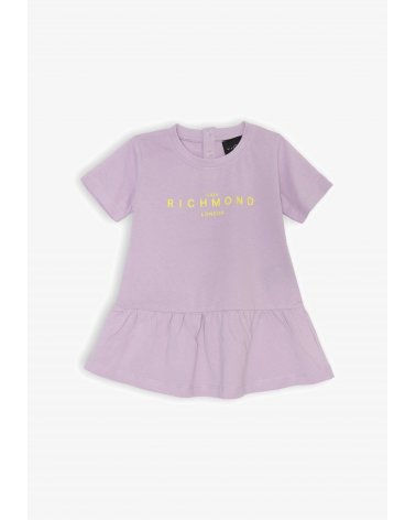 Vestitino lilla Richmond neonata baby PE 2025 con logo giallo frontale