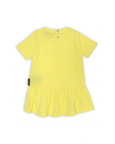 Vestitino giallo Richmond neonata baby PE 2025 in cotone con logo viola