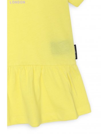 Vestitino giallo Richmond neonata baby PE 2025 in cotone con logo viola