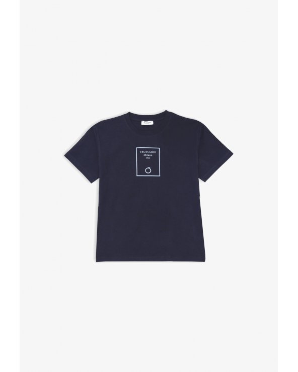 T-shirt Trussardi blu con stampa frontale bambino estate 2025