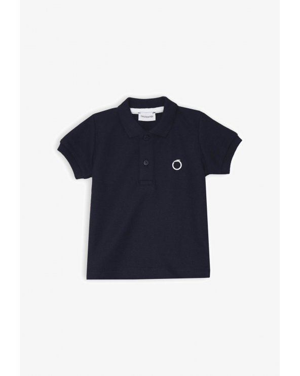 Polo blu Trussardi neonato estate 2025 in pique' di cotone elegante e comoda