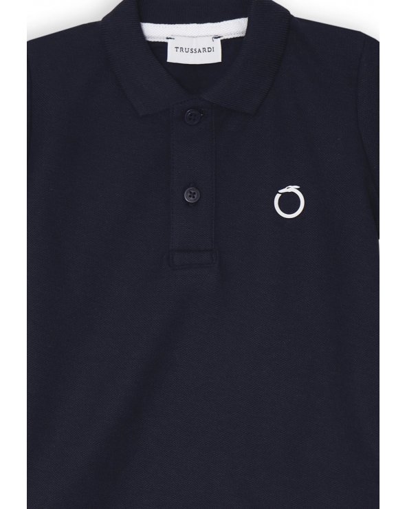 Polo blu Trussardi neonato estate 2025 in pique' di cotone elegante e comoda