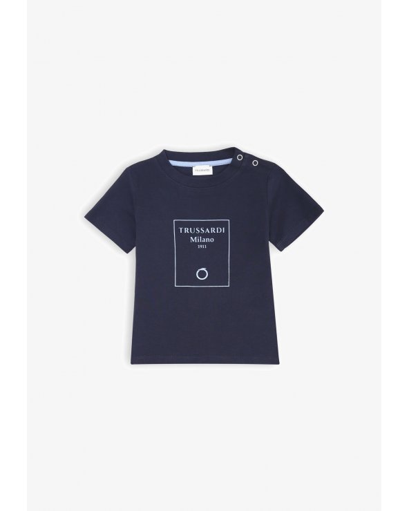 Maglietta blu Trussardi Milano 1911 neonato cotone regular fit estate 2025