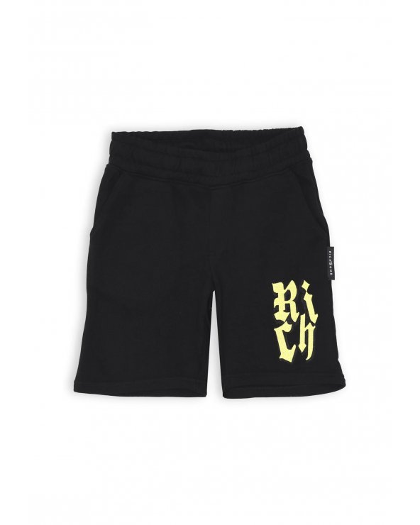 Completo estivo bianco fluo Richmond bambino in cotone con pantaloncino nero