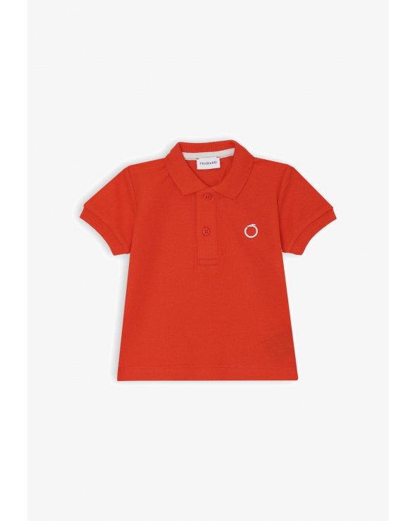 Polo Trussardi rossa neonato manica corta in cotone estivo 2025
