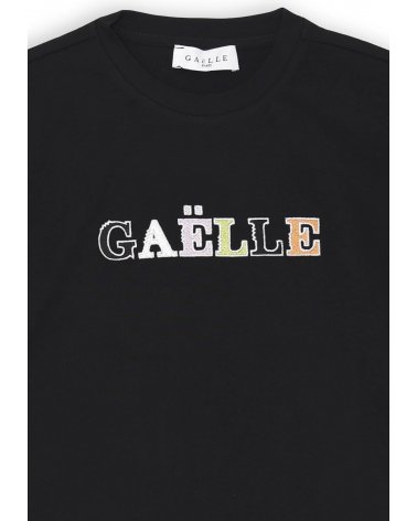Maglia nera Gaelle ragazza stampa multicolore cotone estivo regular fit