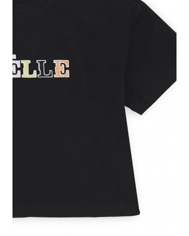 Maglia nera Gaelle ragazza stampa multicolore cotone estivo regular fit