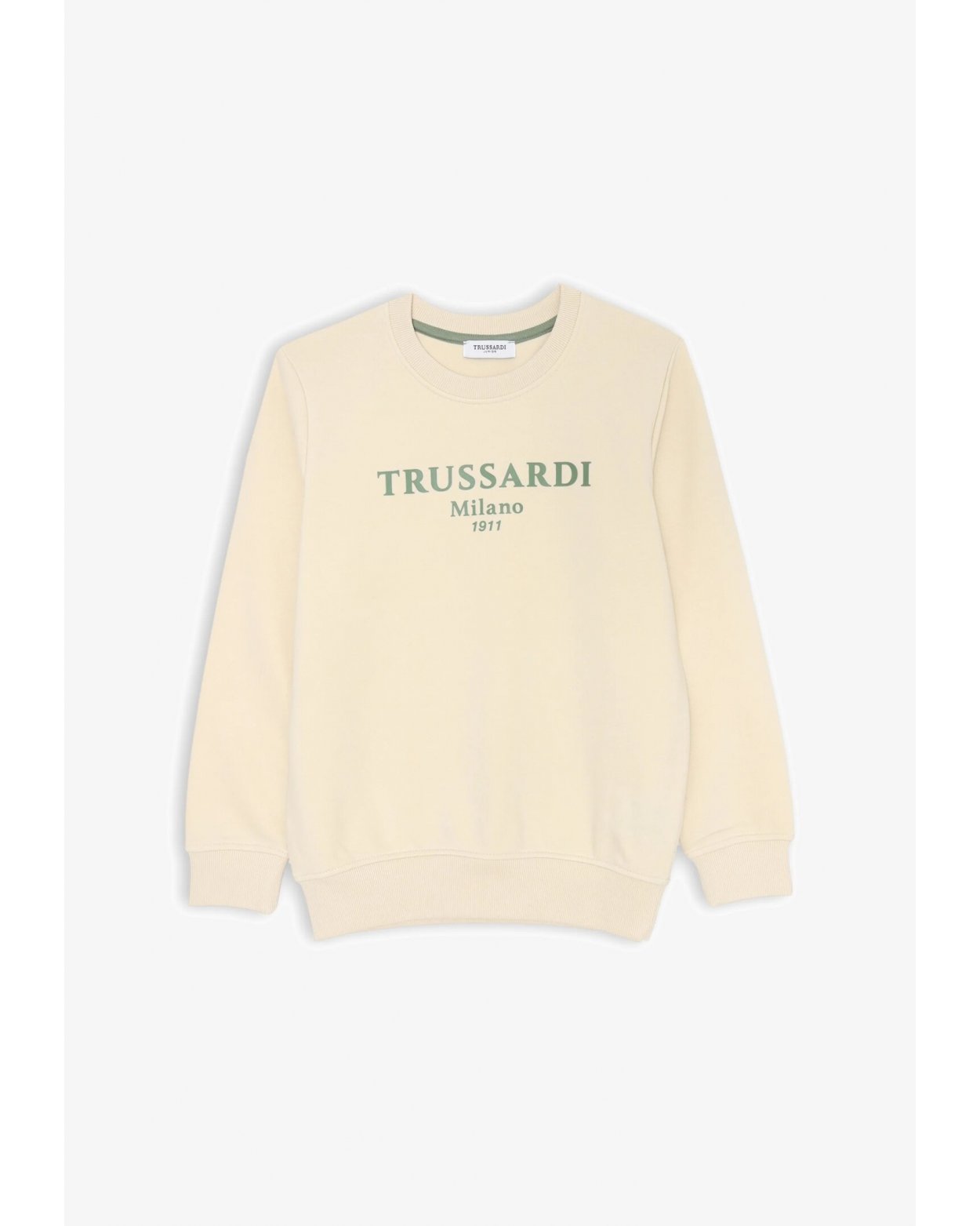 Felpa beige Trussardi bambino con logo Milano 1911 stampato fronte