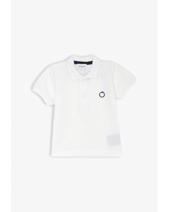 Polo Trussardi bianca neonato cotone piquet manica corta estate 2025