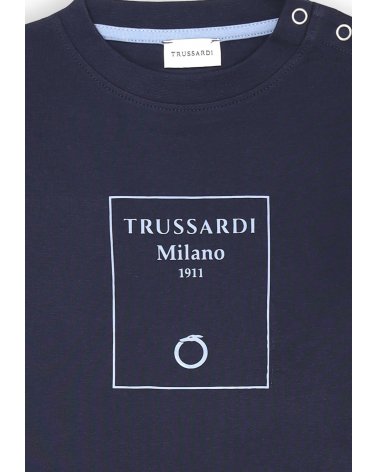 Maglietta blu Trussardi Milano 1911 neonato cotone regular fit estate 2025