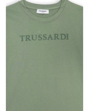 Maglietta verde Trussardi bambino cotone estivo stampa tono su tono