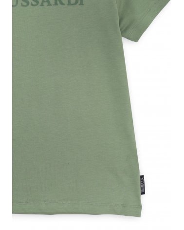 Maglietta verde Trussardi bambino cotone estivo stampa tono su tono