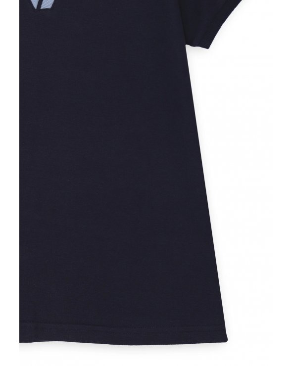 Polo Trussardi blu bambino con colletto celeste in jersey 100% cotone