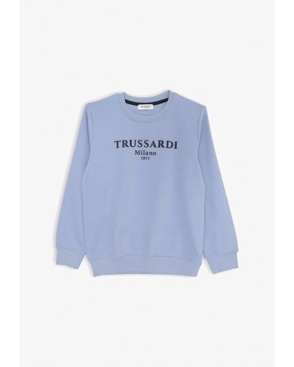 Felpa azzurra Trussardi Milano 1911 per bambino in cotone leggero