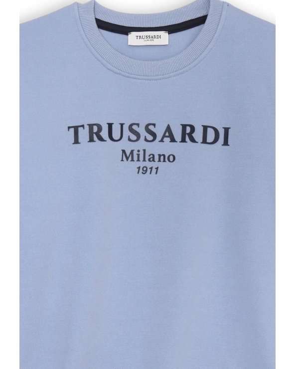 Felpa azzurra Trussardi Milano 1911 per bambino in cotone leggero