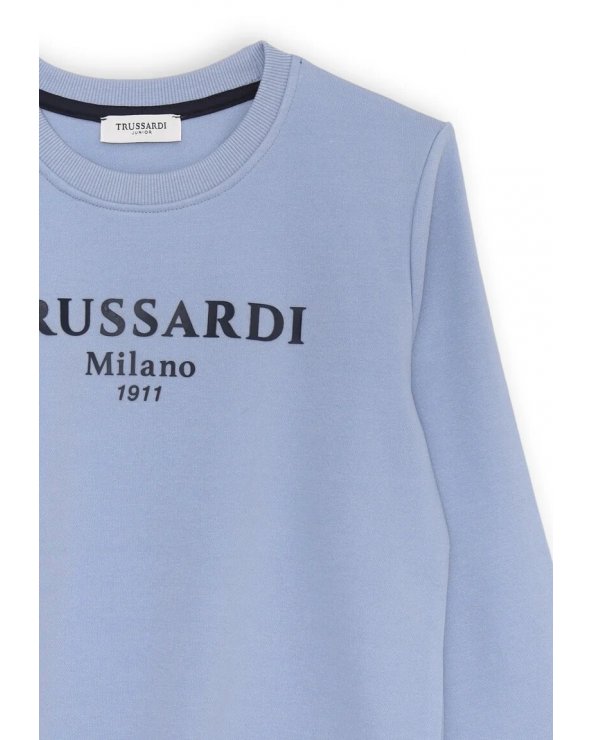 Felpa azzurra Trussardi Milano 1911 per bambino in cotone leggero