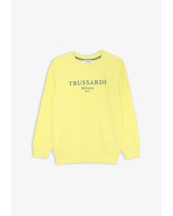 Felpa gialla Trussardi Milano 1911 per bambino in cotone leggero