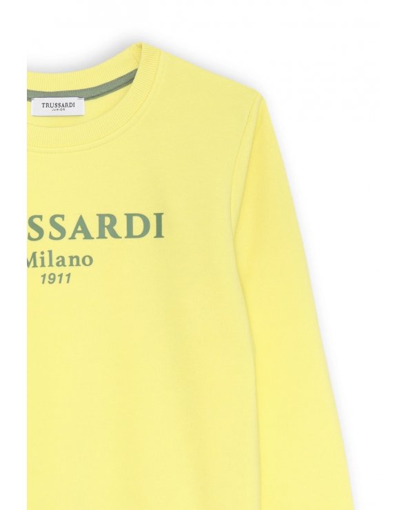 Felpa gialla Trussardi Milano 1911 per bambino in cotone leggero