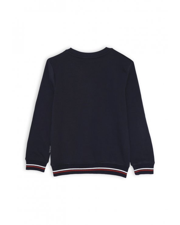 Felpa blu Trussardi bambino con logo frontale e dettagli tricolore