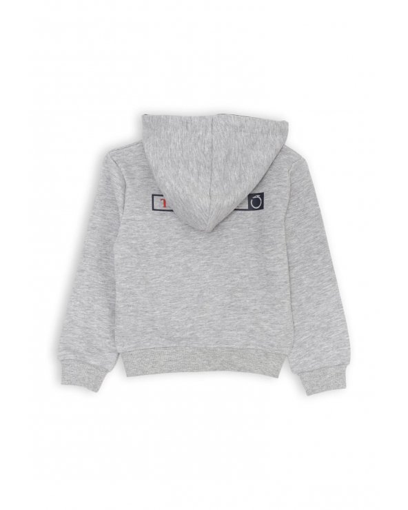 Felpa grigia con zip Trussardi bambino cappuccio interno blu SS25