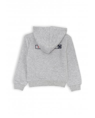 Felpa grigia con zip Trussardi bambino cappuccio interno blu SS25