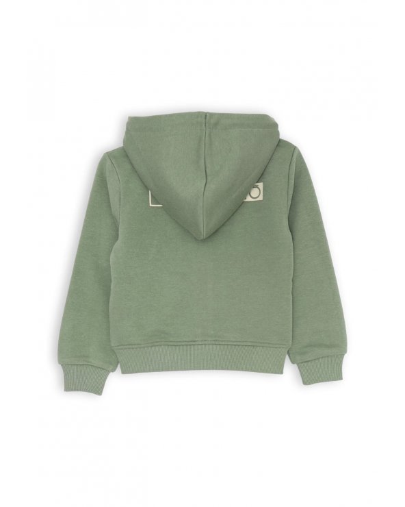 Felpa verde con zip Trussardi bambino cappuccio interno panna SS25
