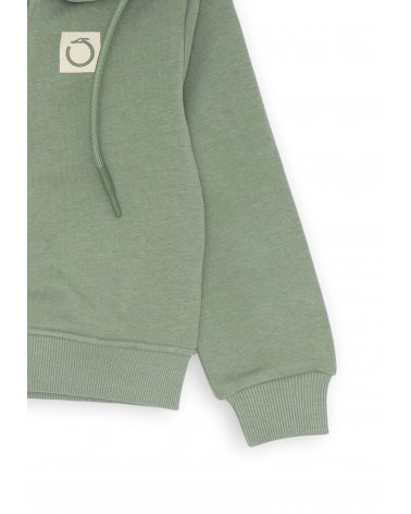 Felpa verde con zip Trussardi bambino cappuccio interno panna SS25