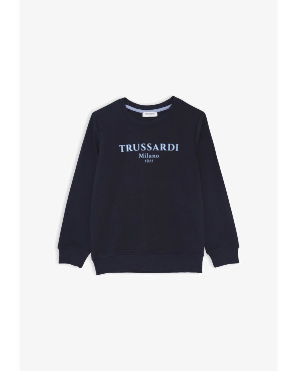Felpa blu Trussardi Milano 1911 per bambino in cotone leggero