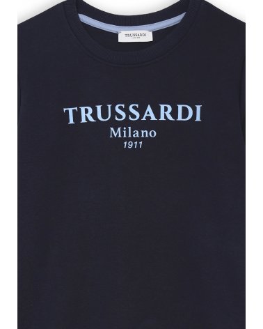 Felpa blu Trussardi Milano 1911 per bambino in cotone leggero
