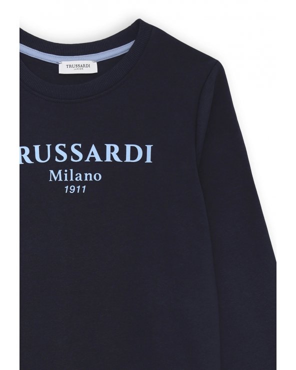Felpa blu Trussardi Milano 1911 per bambino in cotone leggero
