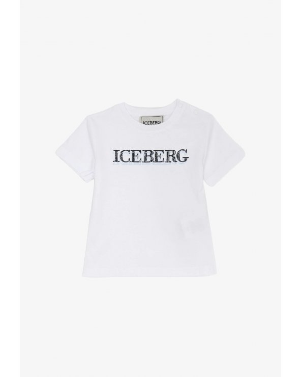 T-shirt bianca ICEBERG logo frontale baby primavera estate 2025