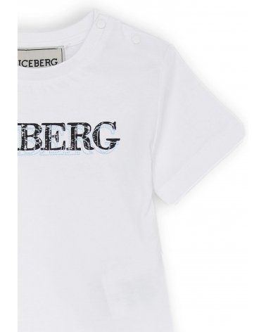 T-shirt bianca ICEBERG logo frontale baby primavera estate 2025