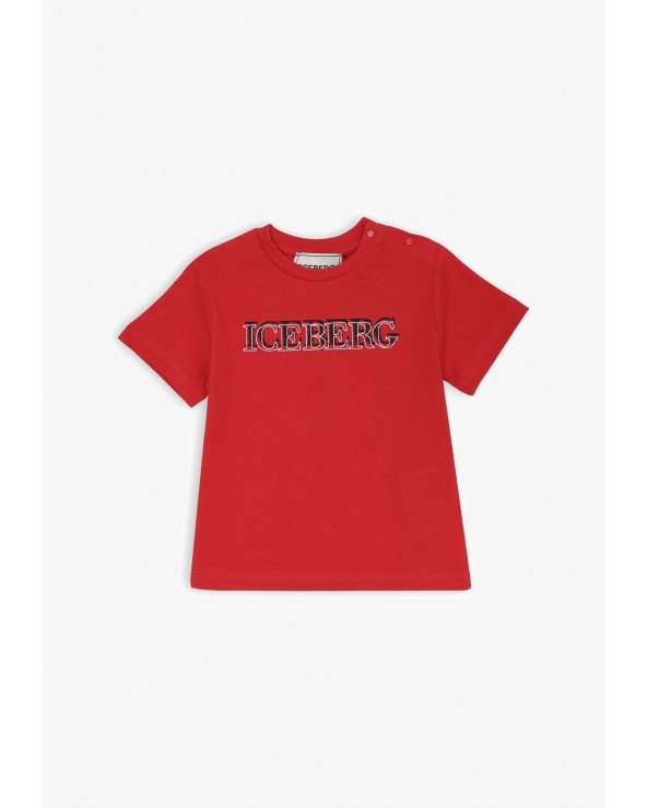 T-shirt rossa ICEBERG logo frontale baby primavera estate 2025