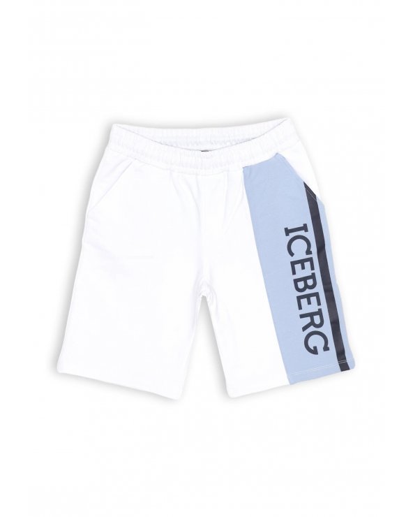 Completo Iceberg blu e bianco bambino estate 2025 con stampa logo a contrasto