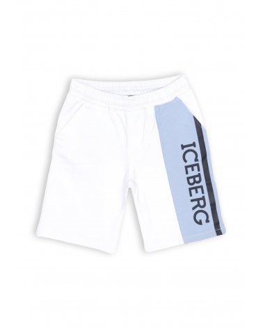 Completo Iceberg blu e bianco bambino estate 2025 con stampa logo a contrasto
