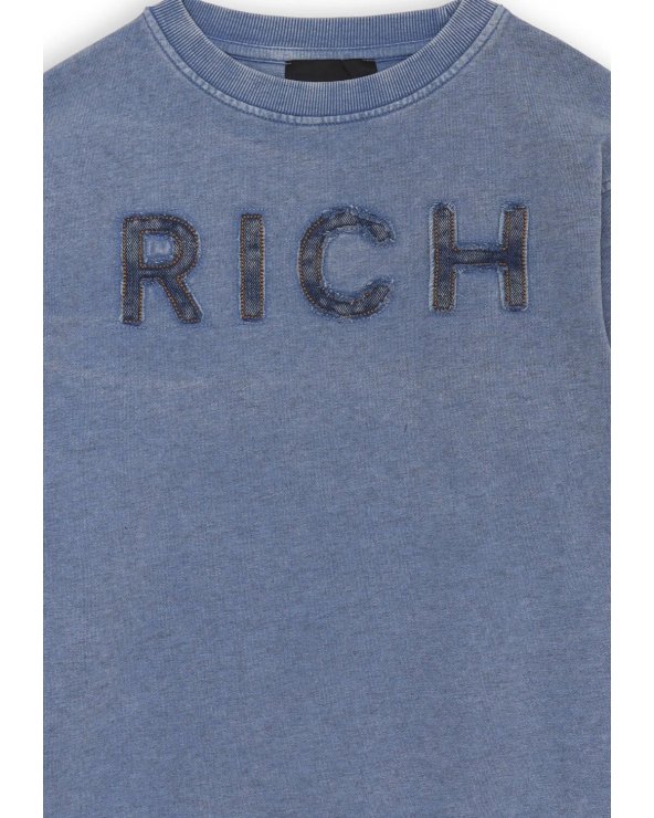 Felpa blu John Richmond bambino con logo RICH ricamato a rilievo