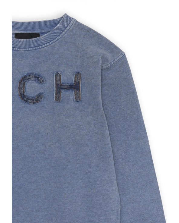 Felpa blu John Richmond bambino con logo RICH ricamato a rilievo