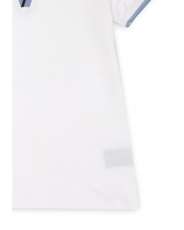 Polo Trussardi bianca bambino con dettagli celesti in jersey 100% cotone