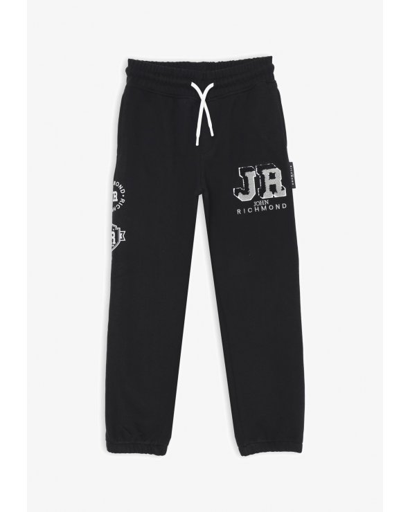 Pantafelpa nera John Richmond bambino stampa logo JR cotone primavera estate
