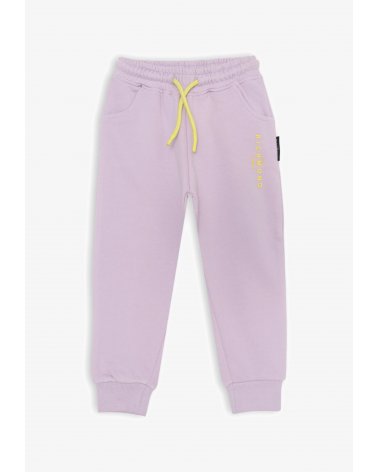 Pantalone felpato lilla Richmond bambina con laccetto giallo estate 2025