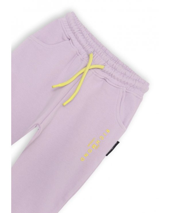 Pantalone felpato lilla Richmond bambina con laccetto giallo estate 2025