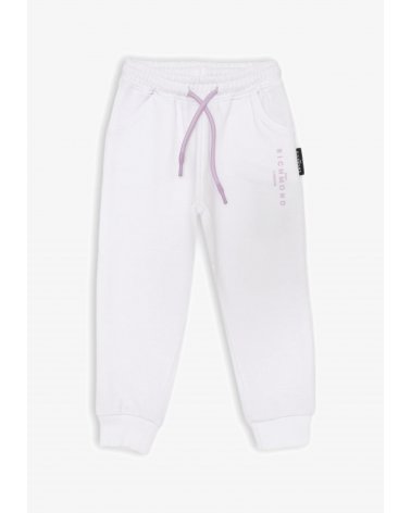 Pantalone felpato bianco Richmond bambina con laccetto lilla estate 2025