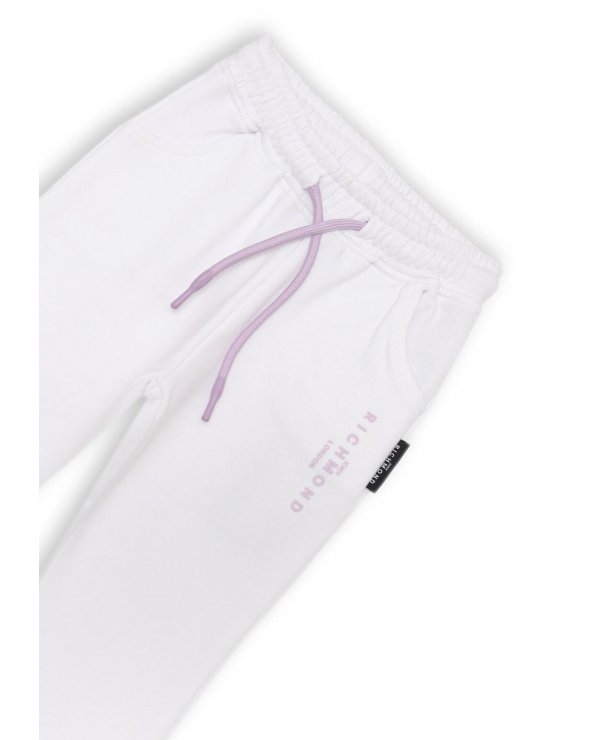 Pantalone felpato bianco Richmond bambina con laccetto lilla estate 2025